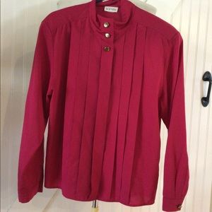 Vintage Agenda Fuchsia Long Sleeve High Neck Top